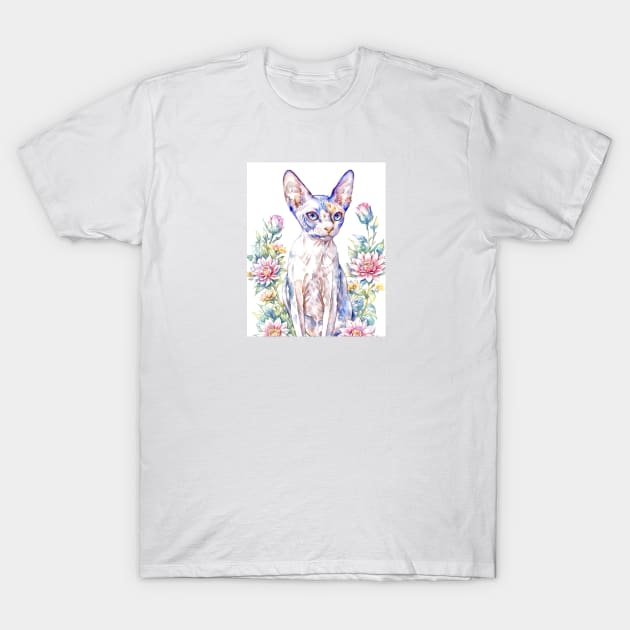 Watercolor Sphynx Cat T-Shirt by AnnArtshock